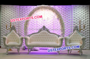 Fondo de cuero blanco con mechones Paneles de fondo de cuero con mechones Pared blanca Conjunto de sofá de cuero para boda Proveedores DE BODA EE. UU. - Product Image 3