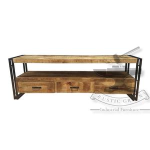 Vintage Industrial de hierro y de Tv de madera con cajones de almacenamiento - Product Image 2