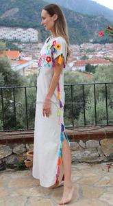 Africano Vintage Look Floral bordado borla dobladillo decoración piso longitud Maxi vestido estilo popular moda cubrir playa vestido de sol - Product Image 3