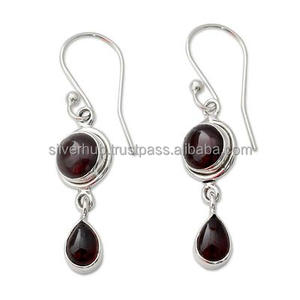 Boucles d'oreilles en argent sterling 925 faites à la main pour femmes Pierre précieuse d'onyx rouge multi-pierres pour cadeau ODM OEM vente en gros - Product Image 1