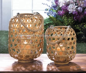 ธรรมชาติวินเทจโคมไฟไม้ไผ่ที่มีหลายสไตล์,เชิงเทียนแก้ว - Product Image 5