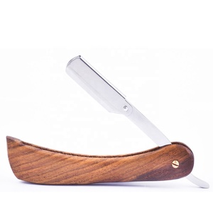 Maquinilla de afeitar recta de acero inoxidable de una hoja con mango de madera, pelo de seguridad desechable, cara, cuerpo, Bikini, Material plástico - Product Image 1