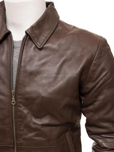 Chaqueta de bombardero clásica personalizada para hombre, cómoda capucha de piel de oveja de cuero negro, poliéster transpirable, diseño liso, Primavera e Invierno - Product Image 4