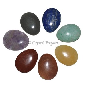 ชุดไข่อัญมณีแกะสลักจักระ7ชิ้นทำจากคริสตัลธรรมชาติงานฝีมือหยกพร้อมกระเป๋าหินเรกิแร่เรกิฮวงจุ้ย - Product Image 1