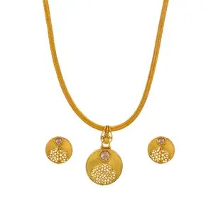 Conjunto de pingente banhado a ouro liso-14711