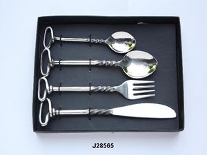 Juego de cubiertos de acero inoxidable con mango cuadrado redondo de alta calidad, juego de cubiertos de acero pulido con espejo, juego de cena, cubiertos de acero - Product Image 3