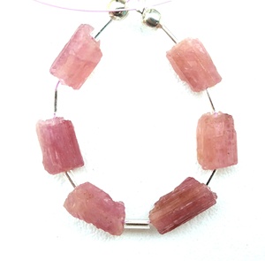 New Arrival Natural Pink Tourmaline Pencil Shape Top <b>Drilled</b> Gemstone Rough 7x10-8x11mm Hole 0.50mm for <b>Jewelry</b> Beads Wholesale - Product Image 3