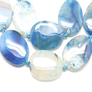 สร้อยคอลูกปัดหินโมรารูปวงรีสีฟ้าลูกปัดทรงรีสำหรับทำเครื่องประดับคริสตัลผู้หญิงสร้อยคอขายส่ง - Product Image 2