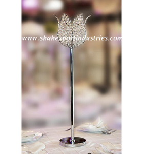 Porte-bougie en cristal en forme de lotus avec base en métal, bougeoir pour bougie chauffe-plat, lampe à bougie pour centre de table, décoration de mariage - Product Image 6