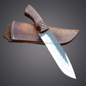 Bushcraft ZR110 cuchillo de caza de acero de alto carbono con maquinilla de afeitar afilada mango de madera Industrial Funda de cuero y cuchillo de bolsillo OEM - Product Image 1