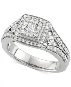 Anillo de Boda con Diamantes Redondos y Corte Princesa de 0.75 TCW para Mujer, Regalo de Aniversario de Lujo, Joyería Fina para Novia - Product Image 1