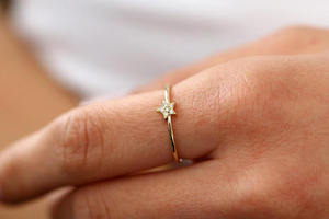 Bagues en argent classiques avec diamant CZ Micro Pave réglage bande mince empilable en forme d'étoile pour mariage et fête - Product Image 4