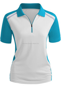 Ladies Half-Sleeve Zip-up for Polo Sports Shirt High Quality Breathable Knitted Polyester Casual Solid Pattern - Product Image 2