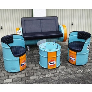 Modern Design Iron & Leather Drum <b>Chair</b> - Product Image 3