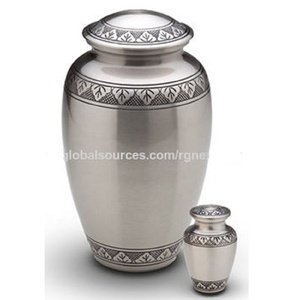 Urnes funéraires en métal de gravure à bande de conception classique moderne urnes funéraires en métal de haute qualité avec cendres finies en argent vente chaude - Product Image 3