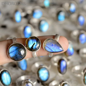 Natural Labradorite Gemstone Silver <b>Overlay</b> Ring Wholesale <b>Blue</b> Fire Labradorite German Silver Ring Gemstone - Product Image 5