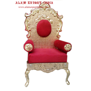 Élégant nouveau mariage royal doré sculpté métal canapé chaise ensemble mariage indien amour salon meubles - Product Image 2