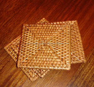 Square Rattan <b>Coaster</b>, <b>Set</b> of <b>Coasters</b> - Product Image 4