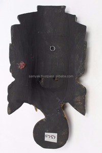 หน้ากากพระพิฆเนศไม้ทำมือ แขวนผนัง ของตกแต่งทางศาสนาขายดี ผลิตด้วยมือในเนปาล - Product Image 6