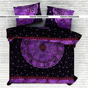 Comforter Nữ Hoàng Kích Thước Có Thể Đảo Ngược Duvet Cover Set Đẹp Cotton Mặt Trời Mặt Trăng Hoàng Đạo Bộ Đồ Giường Handmade Của Ấn Độ Consigners - Product Image 1