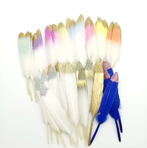 Natural Glitter <strong>Feather</strong> Soft Native Gold Dipped Pink <strong>Feather</strong> Accessories for Art Craft, Christmas, DIY, Party, Baby Shower - Product Image 1