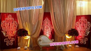 Fondo colorido para boda, impresionante telón de escenario de terciopelo azul real, con mandalas indias para boda - Product Image 3