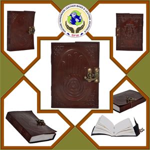 Wholesale Crazy Horse Genuine <b>Leather</b> Vintage Pure Brown Handmade <b>Bound</b> Diary Journal Notebook Hard Cover Personalized With Lock - Product Image 1