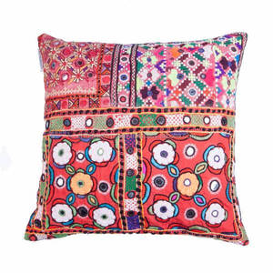 Ethnic Art Embroidery Work Hotel & Home <b>Decorative</b> Throw Handmade 16\" Indian Floral Printed Cushion <b>Pillow</b> Cover Traditional - Product Image 3