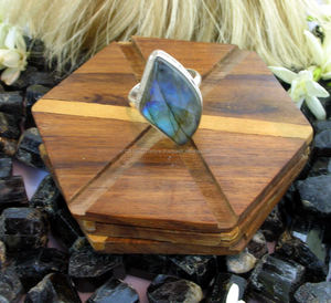 Bague de pierres précieuses Labradorite Flashy bleue Bague de mariage/fête/anniversaire en argent sterling élégante en tailles 5 6 7 8 9 10 11 12 - Product Image 2