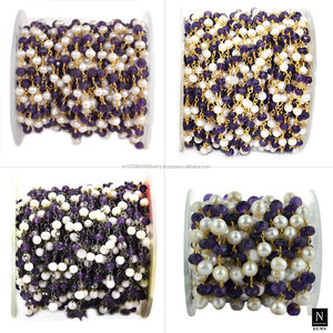 8-9 MM Violet Améthyste Perle Pierre Précieuse Perle 24K Plaqué Or Connecteur Perle Chapelet Chaîne Collier Bijoux Fabrication À La Main En Gros - Product Image 5