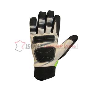 Gants de travail multi-usages anti-choc pour mécaniciens en cuir véritable résistants à la chaleur avec manchette droite de 10 pouces et rangement pour outils - Product Image 3