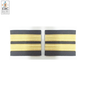 อินทรธนูสั้นนักบินสี่แท่งทำจากทองมี4แถบกัปตันเจ้าหน้าที่การบินลายทองหนาสองแถบสีดำ - Product Image 3