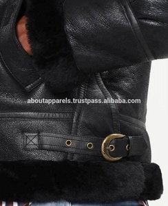 2026 New Look Genuine Sheep Skin Shearling Leather Breathable Eco-Friendly Motorcycle <b>Jacket</b> Plus Size Winter Turtleneck Collar - Product Image 3