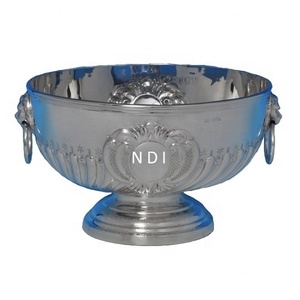 Bol de service de fruits haute capacité bol de service de salade de concepteur en relief argent finition Antique forme ronde bol de service de nourriture - Product Image 1