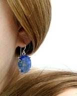 Lapis Lazuli – ensemble de broches ovales, boucles d'oreilles en pierre précieuse, Vermeil doré, pendantes, boucles d'oreilles en pierre, vente en gros - Product Image 2