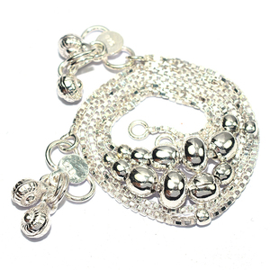 Bracelet de cheville en argent massif 925 en forme de chaîne à la mode, bijoux en argent et pierres précieuses - Product Image 2
