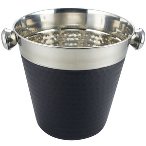 Cubo de hielo de acero inoxidable martillado, cubo de hielo con espejo táctil de Color negro, personalizado - Product Image 1