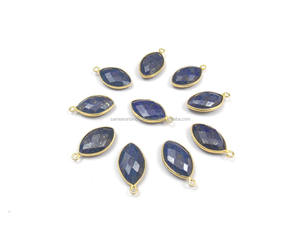 Connecteur de lunette en pierre précieuse en forme de marquise en Lapis Lazuli naturel - Product Image 4