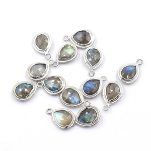 Labradorita forma de pera 925 bisel de plata esterlina plateado colgante hecho a mano fabricación de joyas - Product Image 1