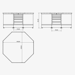 โต๊ะทำงานอุตสาหกรรมหนักแปดเหลี่ยมโลหะพร้อมลิ้นชัก - Product Image 4