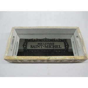 Plateau en bois sur le miroir, découpé à la main, pour l'extérieur, impression d'écran sur l'intérieur du miroir - Product Image 5