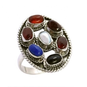 Moda caliente 925 Perla de plata esterlina Multi Anillo de piedras preciosas Mayorista y fabricante Anillos Proveedor - Product Image 1