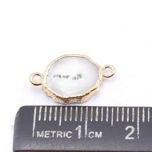 Connecteur ovale en laiton plaqué or de 18-20 mm avec anneau pour la fabrication de bijoux, en quartz solaire - Product Image 2