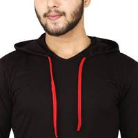 T-shirt à capuche manches longues pour homme, haut élégant avec col en v, tenue de soirée cintrée
