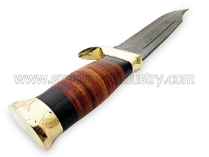 Xyj — couteau Crocodile de chasse, fait à la main, damas avec manche en cuir (Sm32) - Product Image 6
