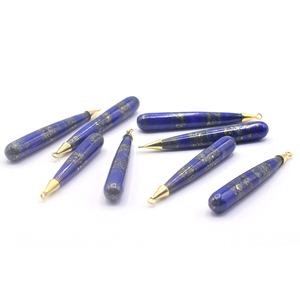 Colgante de Plata de Ley 925 con Bisel Chapado en Oro de 18K y Piedra Natural de Lapislázuli en Forma de Gota Alargada para la Creación de Joyas - Product Image 3