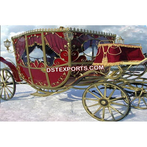 Carruaje Presidencial de Diseño Novedoso, Carruaje Real Europeo Rojo Dorado, Hermoso Carruaje Inglés para Bodas - Product Image 1