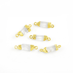 ชิ้นดิบ Selenite เจาะคู่ทองจี้เคลือบด้วยไฟฟ้าหรือตัวเชื่อมต่อ - Product Image 3