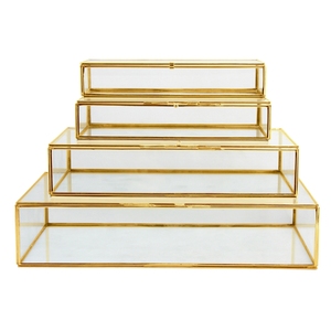 Boîte en verre à bijoux décorative moderne, boîte en métal noir - Product Image 3