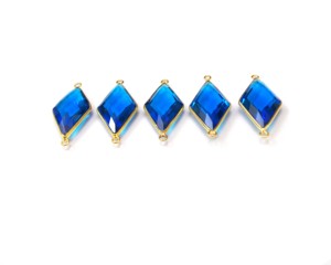 Pierre précieuse de topaze bleue avec connecteur de lunette de composants de fabrication de bijoux à double caution en forme de diamant plaqué or - Product Image 2